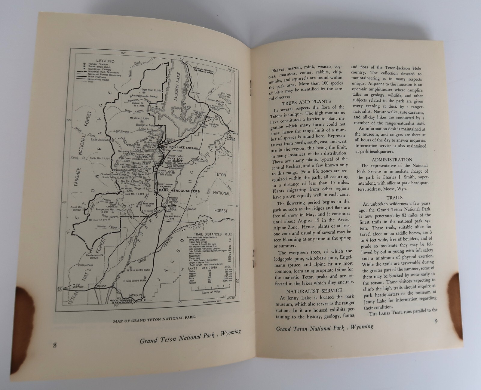Vtg Grand Teton National Park Wyoming booklet 1940 Dept of Interior Ephemera