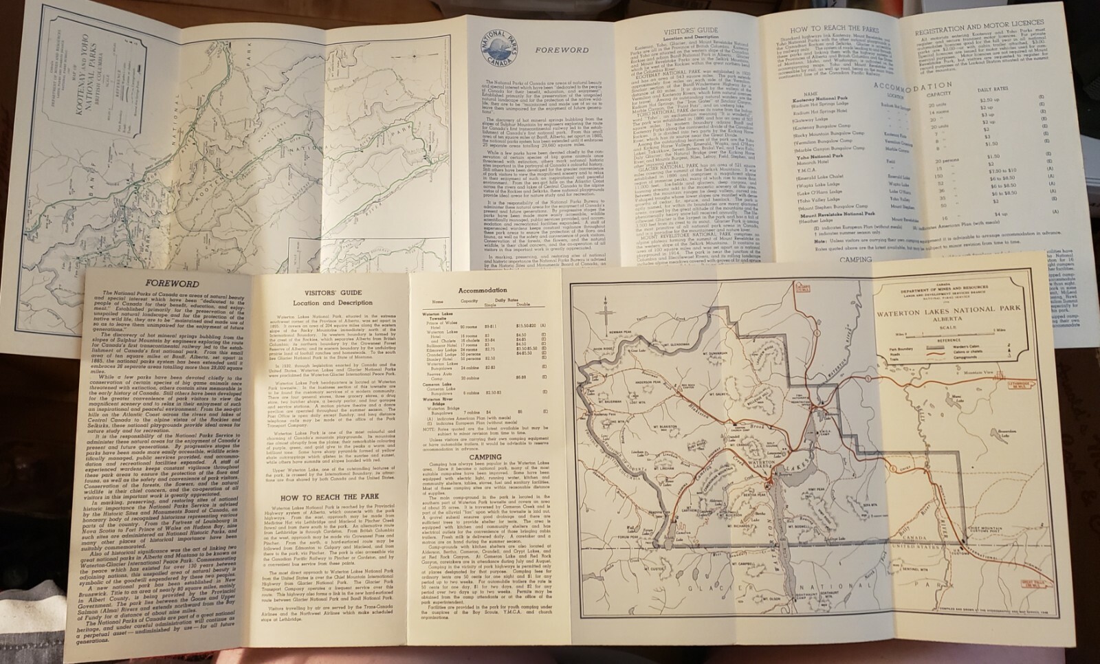 7-GLACIER NAT. PARK MAPS & BROCHURES FROM 1916 TO 2009. SEE DESCRIPTION EX-MINT
