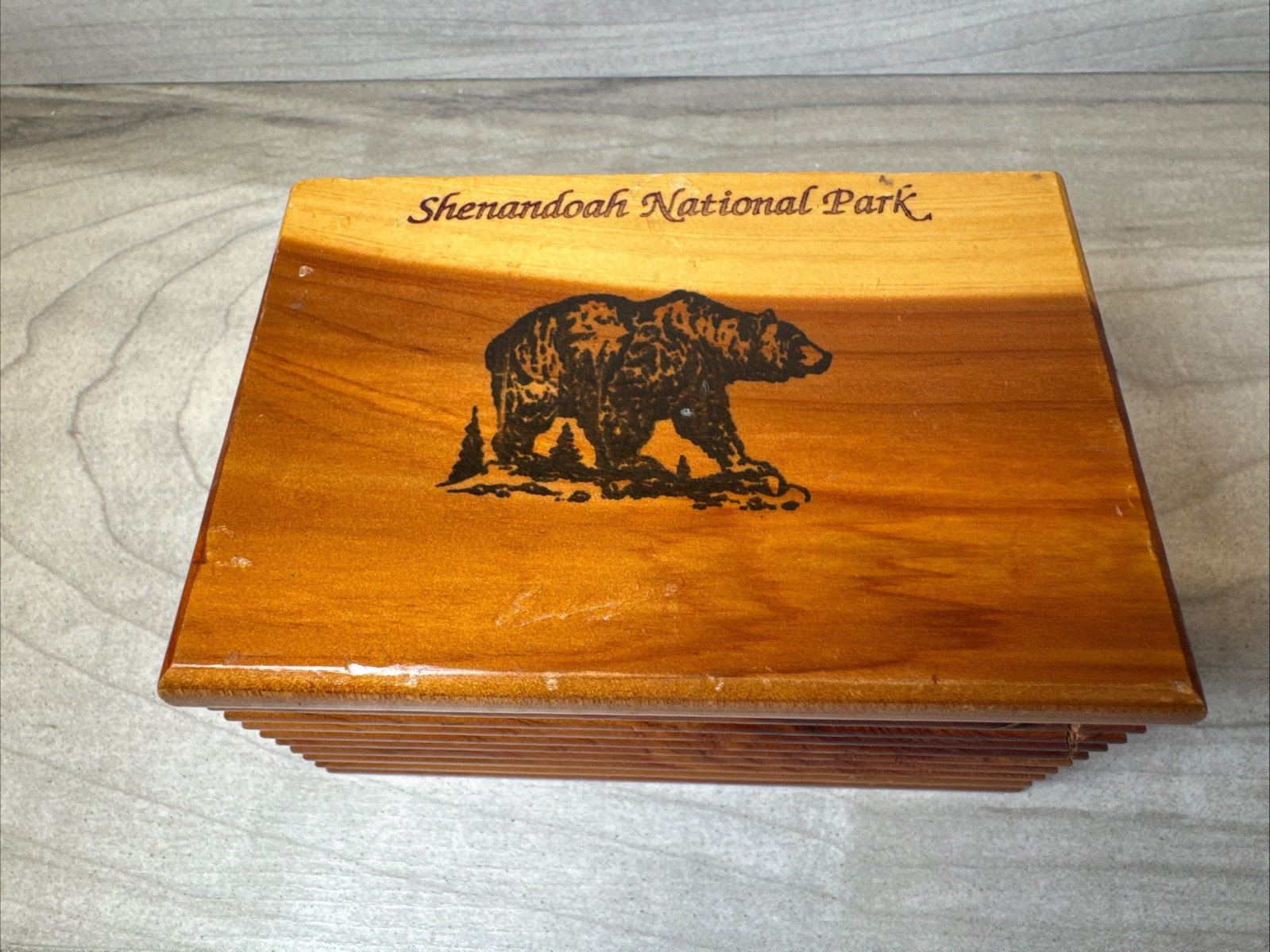 Vintage Shenandoah National Park Cedar Box Grizzly Bear Nature Wood Souvenir