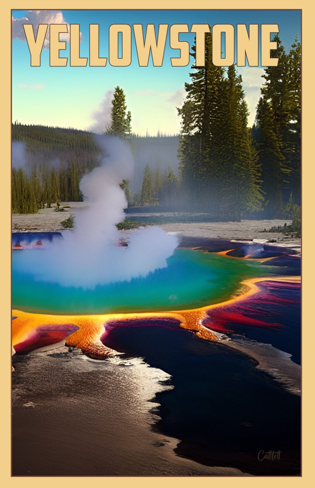 Yellowstone National Park Poster • Wyoming travel poster 11×17 + Signed!!!!