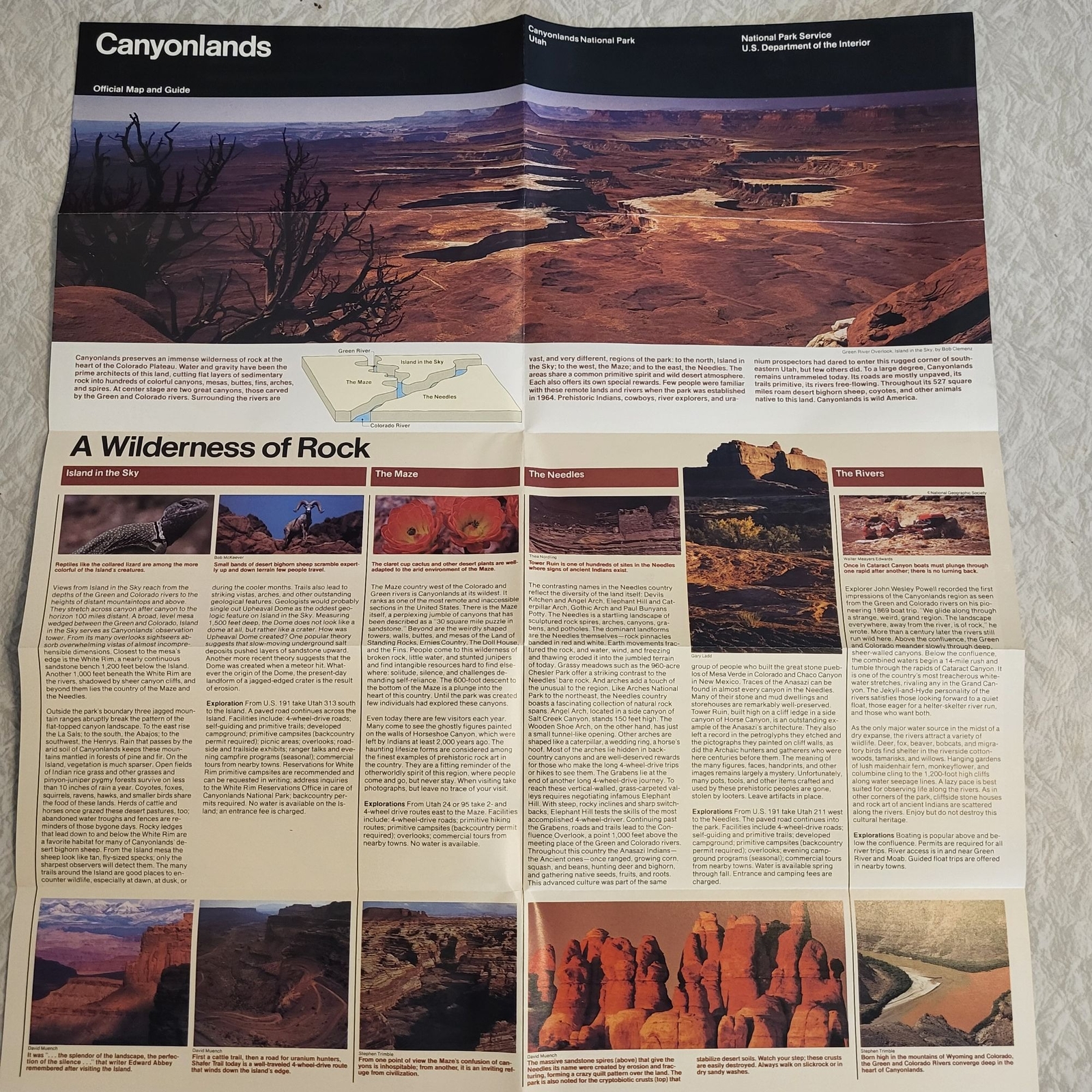 Canyonlands National Park Utah Vintage Map Guide Brochure Facts Info 1993