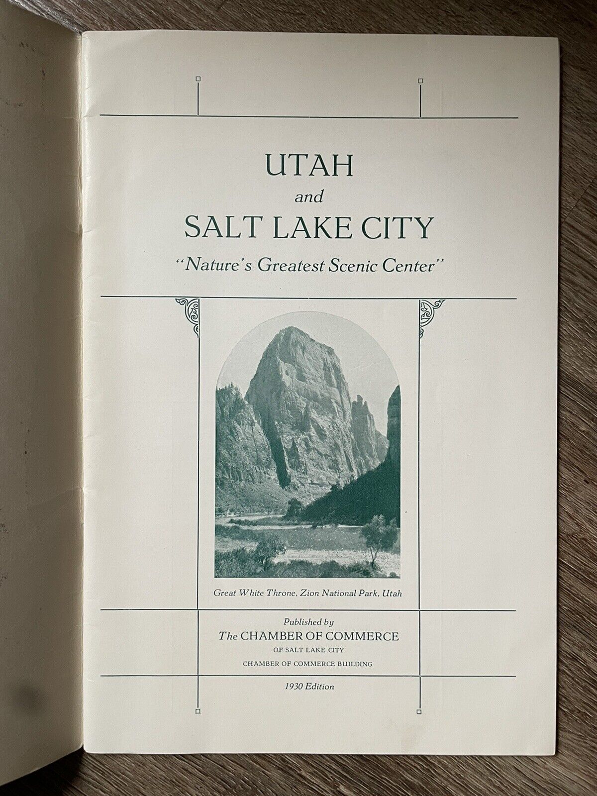 Antique 1930 Utah Salt Lake City Travel Guide Book M