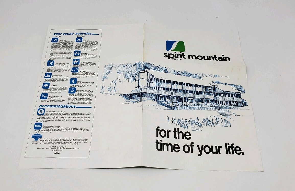 1975 Spirit Mountain Ski Area Vintage Brochure – Duluth – Minnesota