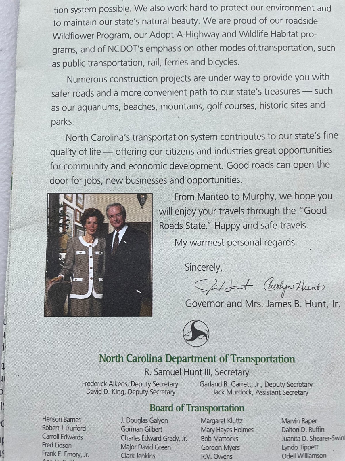 North Carolina 1993-94 State Transportation Map Vintage