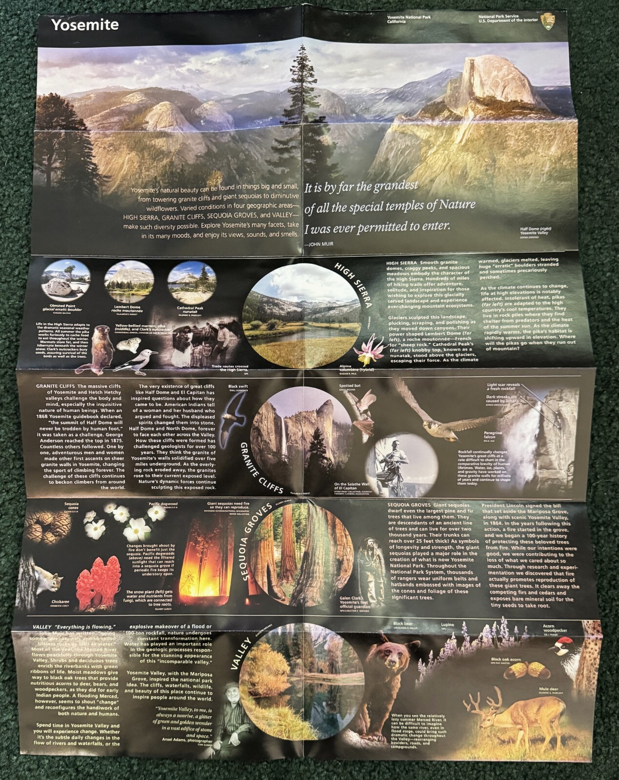Vintage 2011 Yosemite National Park California Official Map and Guide