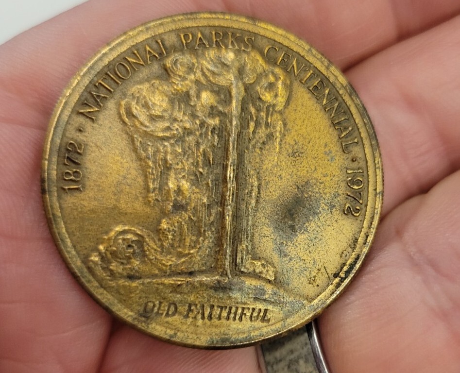 National Park Centennial 100 Years Brass Medal Coin 1872 – 1972 Old Faithful