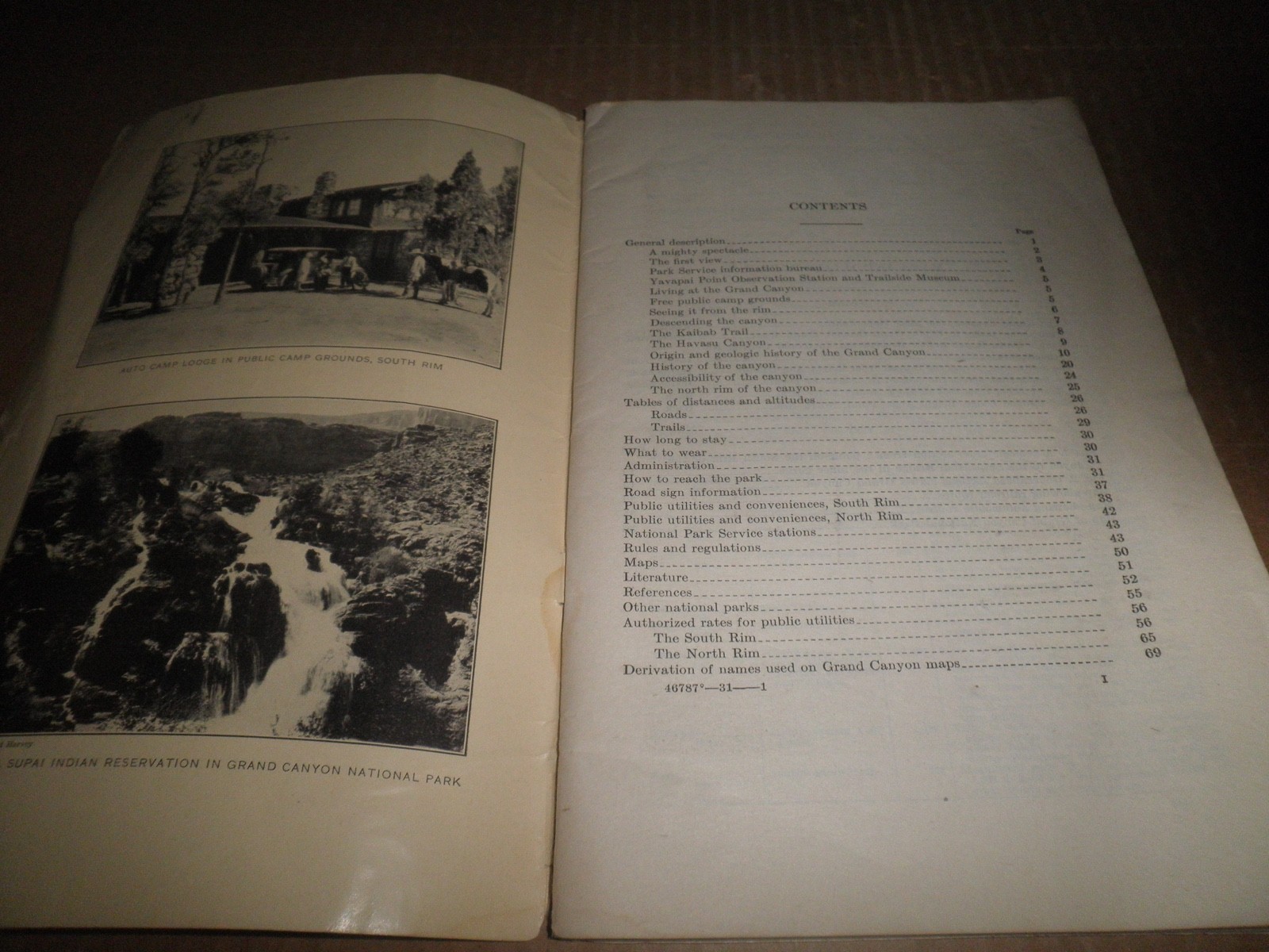 Old Original 1931 Grand Canyon National Park 73 page Visitors Guide