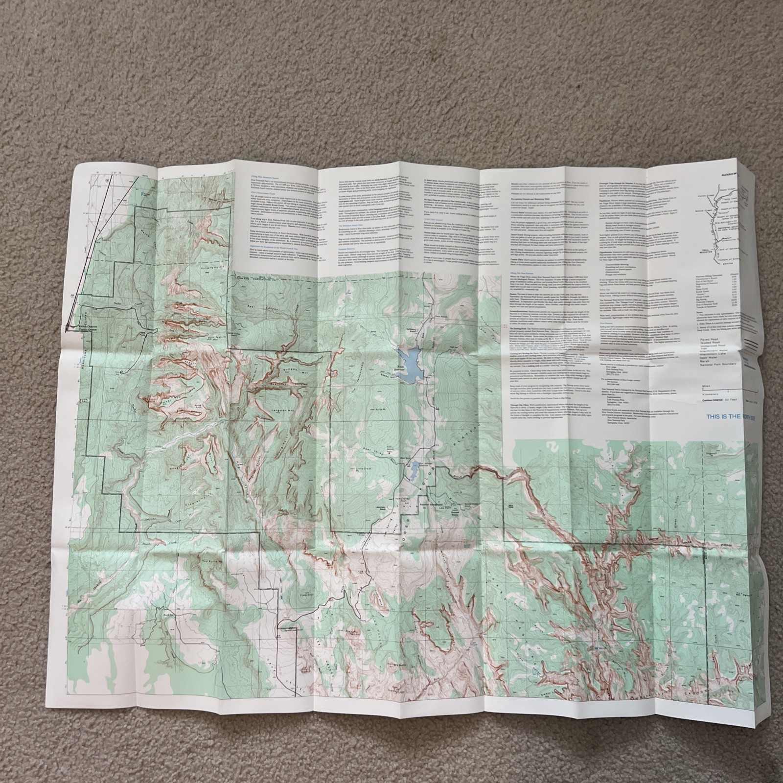 NP Zion National Park Waterproof Trail Map Narrows topographic Angels Peak Hike