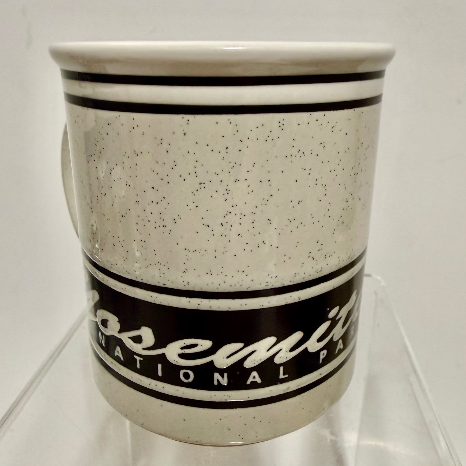 Vintage Yosemite National Park Speckled Coffee Mug Deer Buck Fawn Wildlife Black