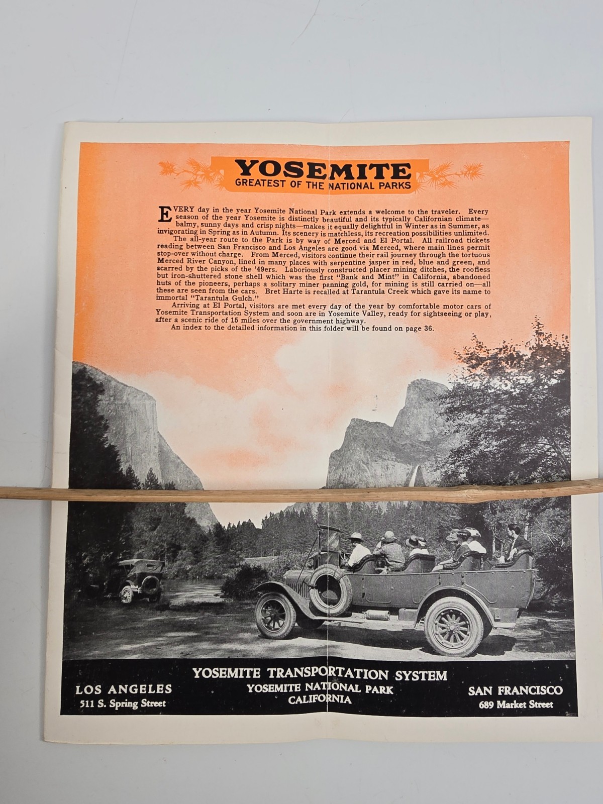 Rare Antique 1923 Yosemite Travel Brochure & Gunnar Widforss Centerfold Map EUC