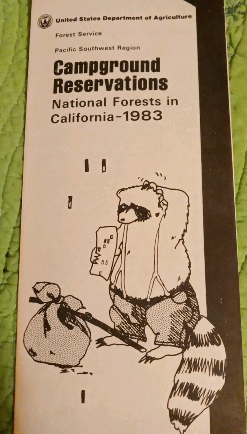 Campground Reservations National Forests In California 1983 Pamphlet