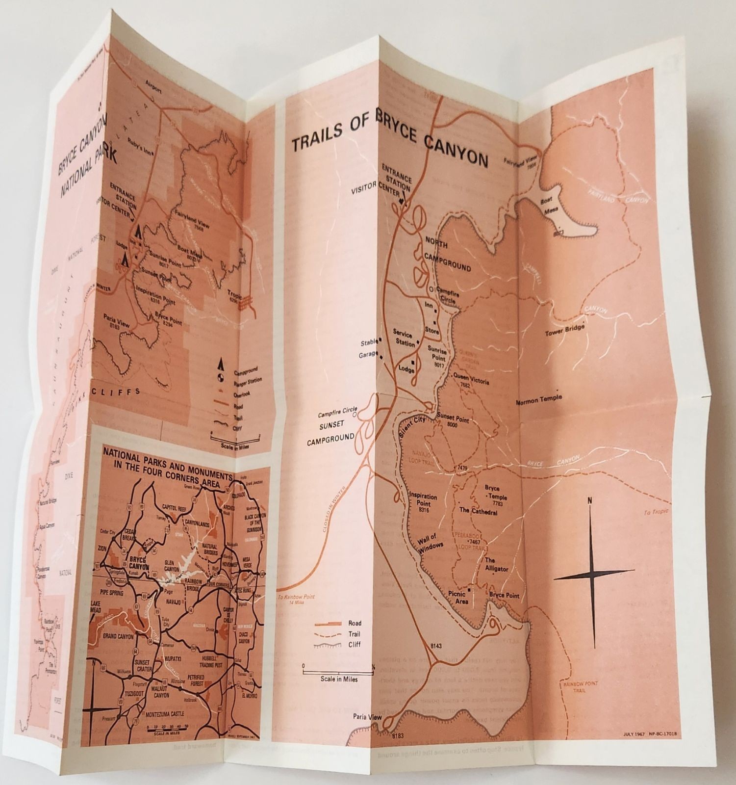 Bryce Canyon National Park Utah 1968 Vintage Brochure Travel Tourism Map