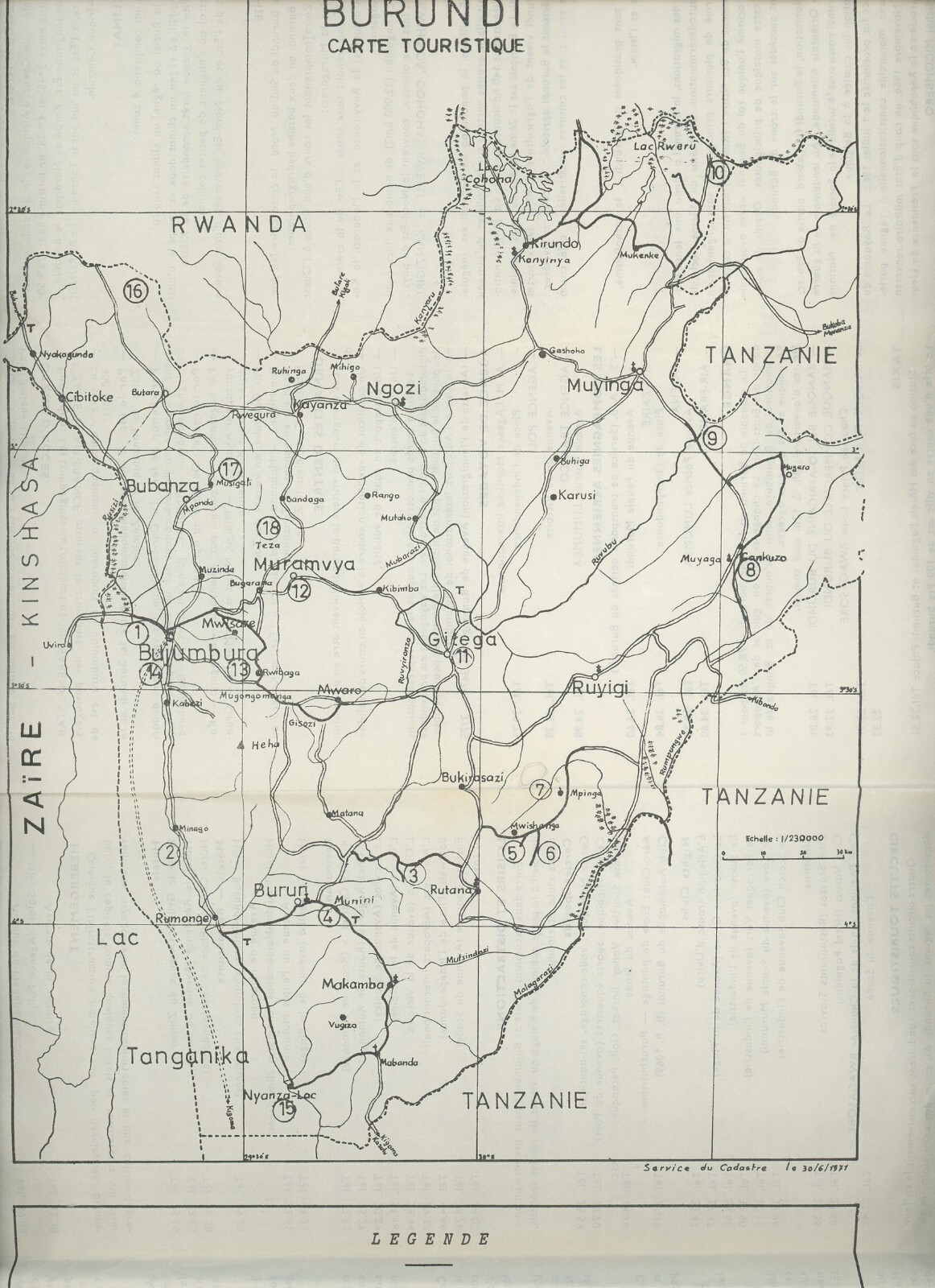 1974 Office of National Tourism Burundi Tourism Brochure and Map