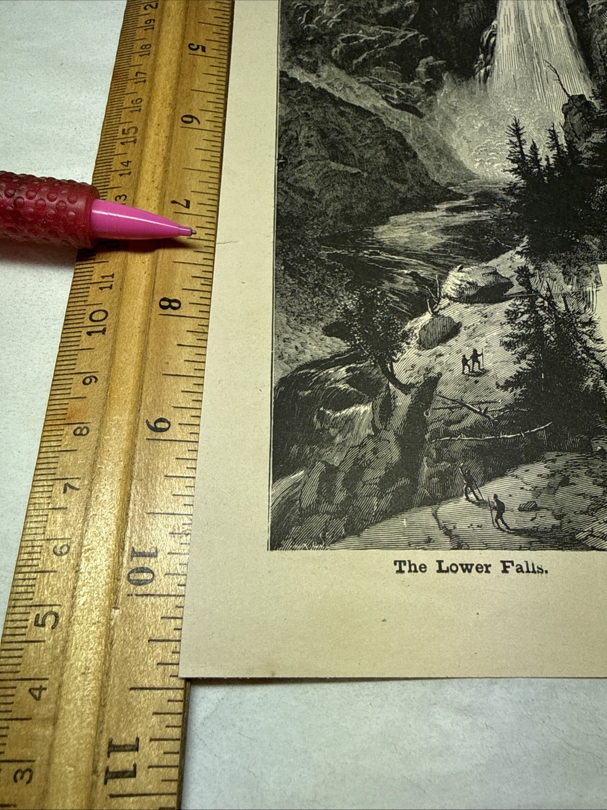 Orig 1877 Engraving The Valley Of The Yellowstone Falls River Park WY Wyoming