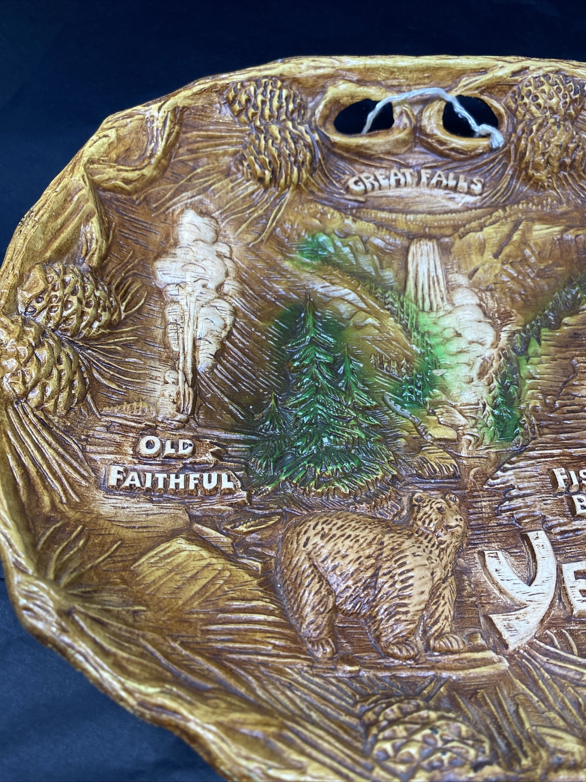 Vintage Taco Yellowstone Park Souvenir Plate Bowl 3D Retro Cabin Decor