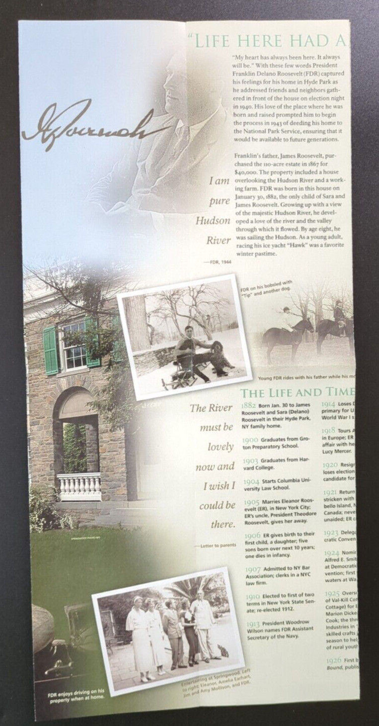 2015 Home of Franklin D. Roosevelt NY National Park Service Brochure Vtg