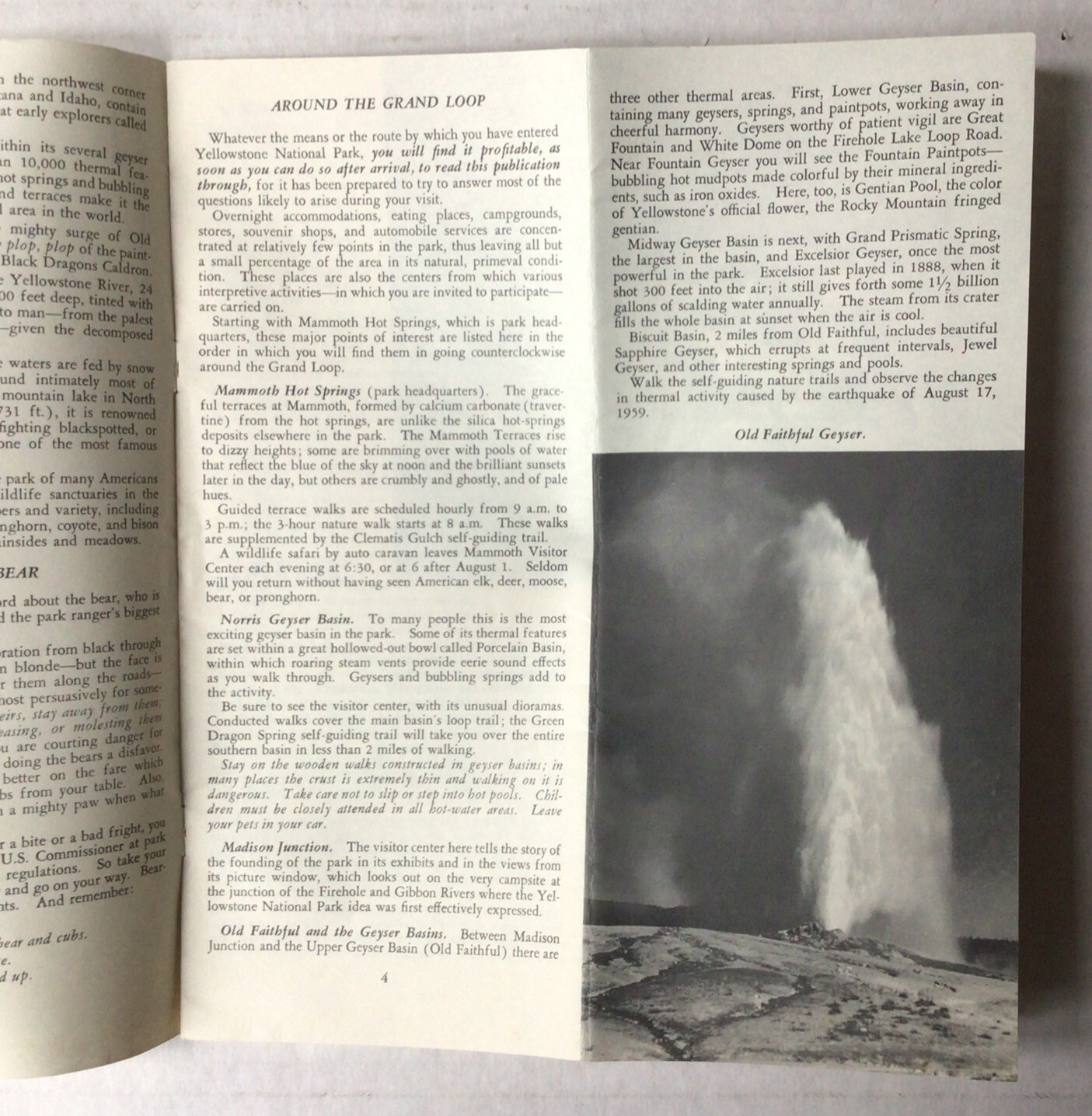 1962 Yellowstone National Park Travel Guide Brochure Booklet Map #2