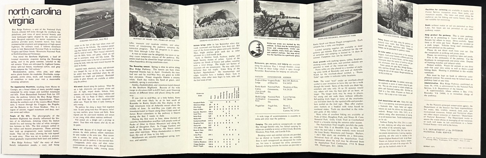 1963 Blue Ridge Parkway National Park Service Guide NPS Vintage Travel Brochure