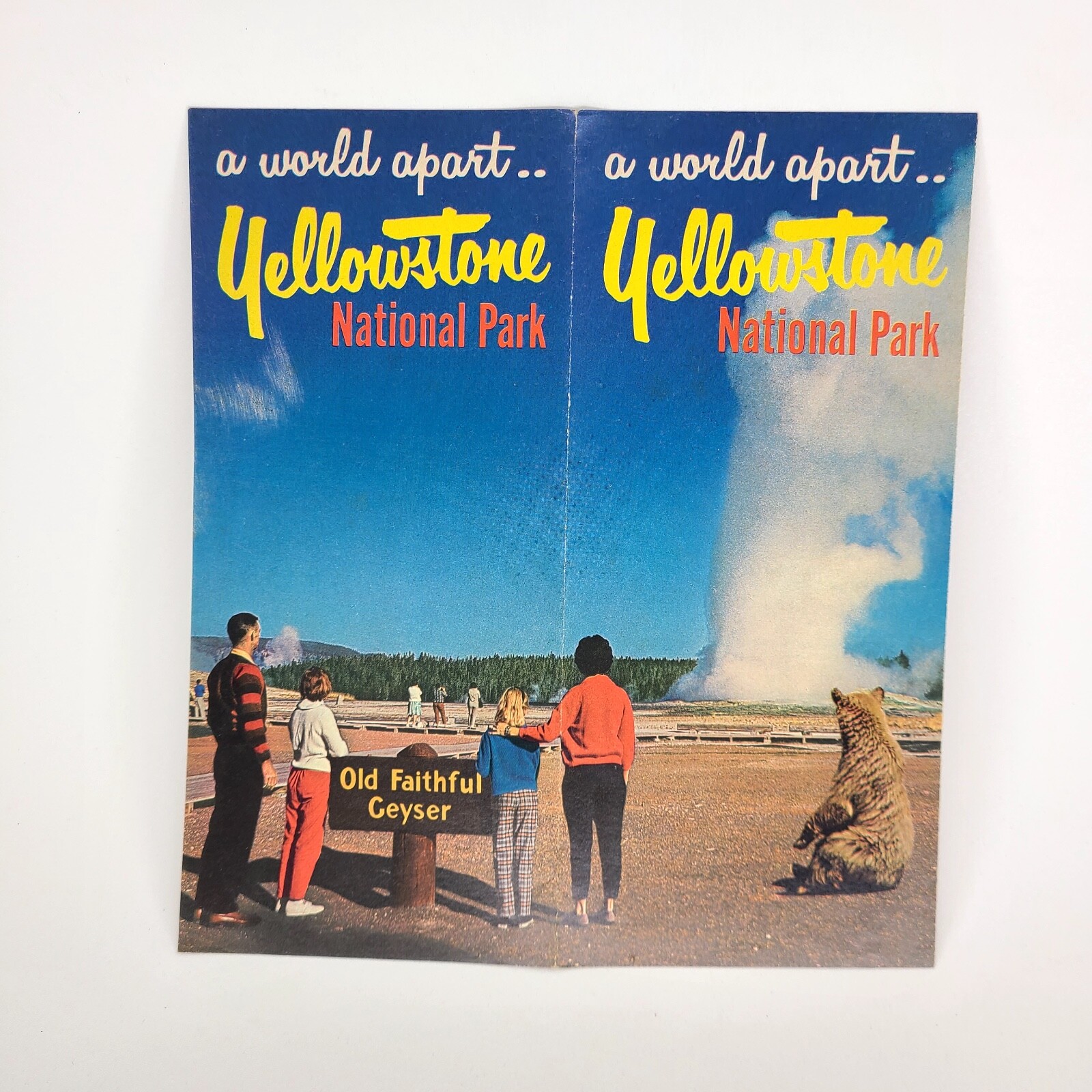 1960s Yellowstone National Park Vintage Travel Brochure Wyoming Geyser Bear