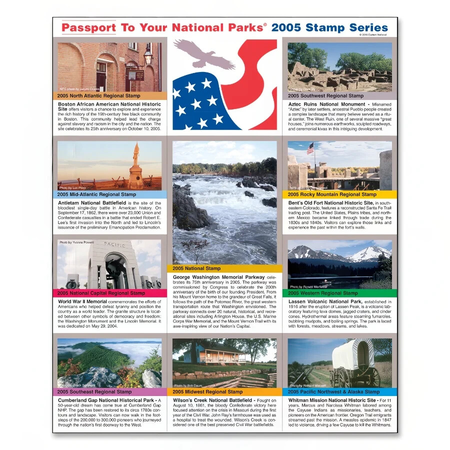 Passport To Your National Parks 2005 Stamp Series Sealed Self Adhesive Set of 10