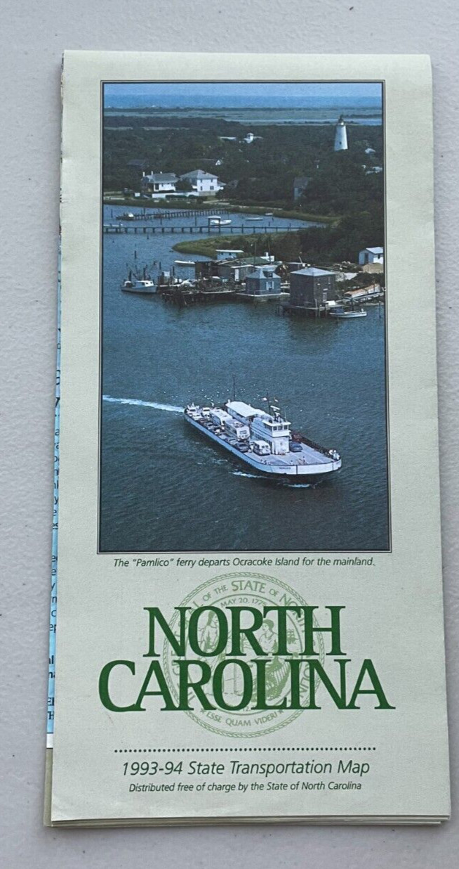 North Carolina 1993-94 State Transportation Map Vintage