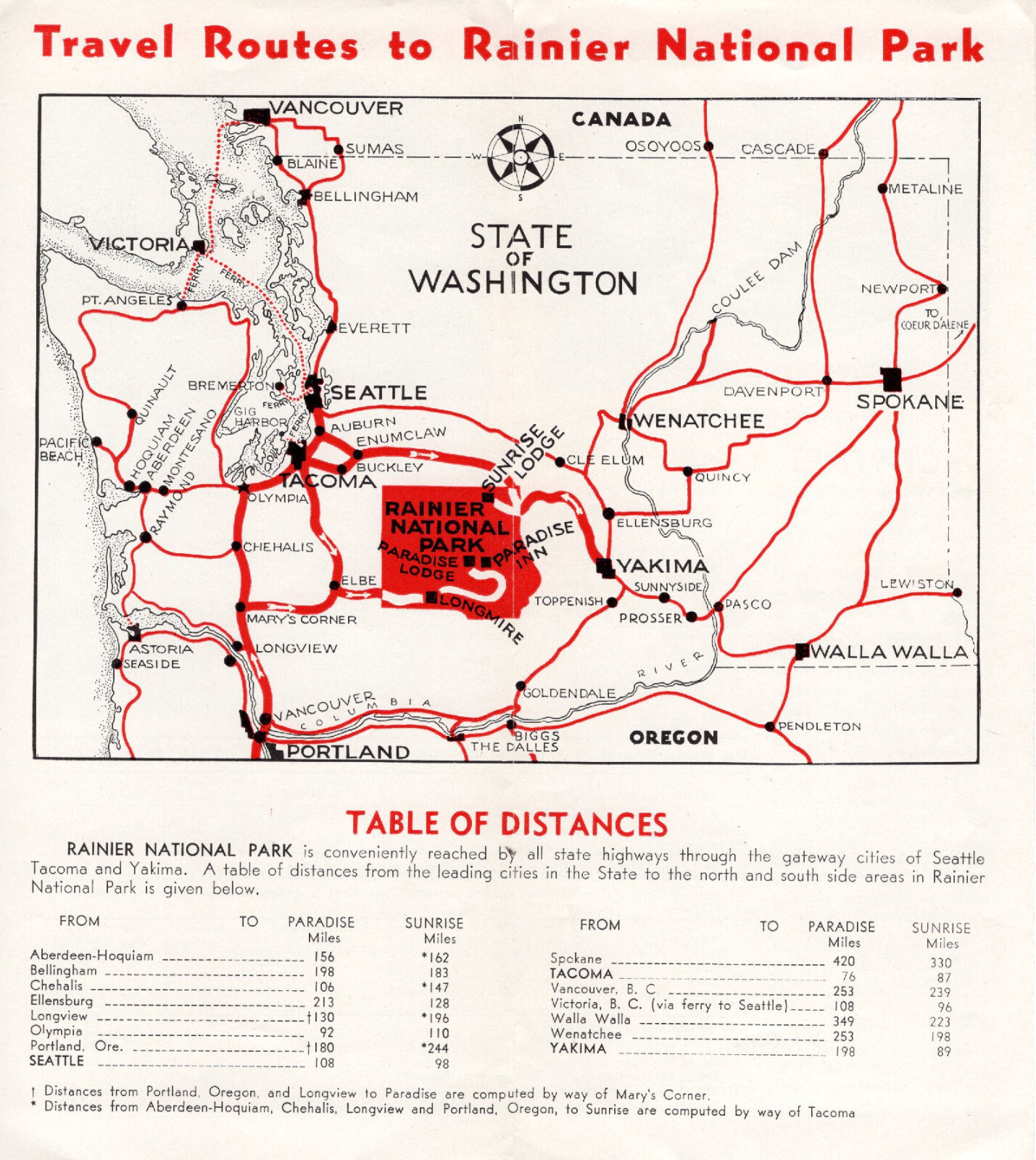 Rainier National Park Vtg 1939 Brochure B&W Photos Map Accommodations Great Info