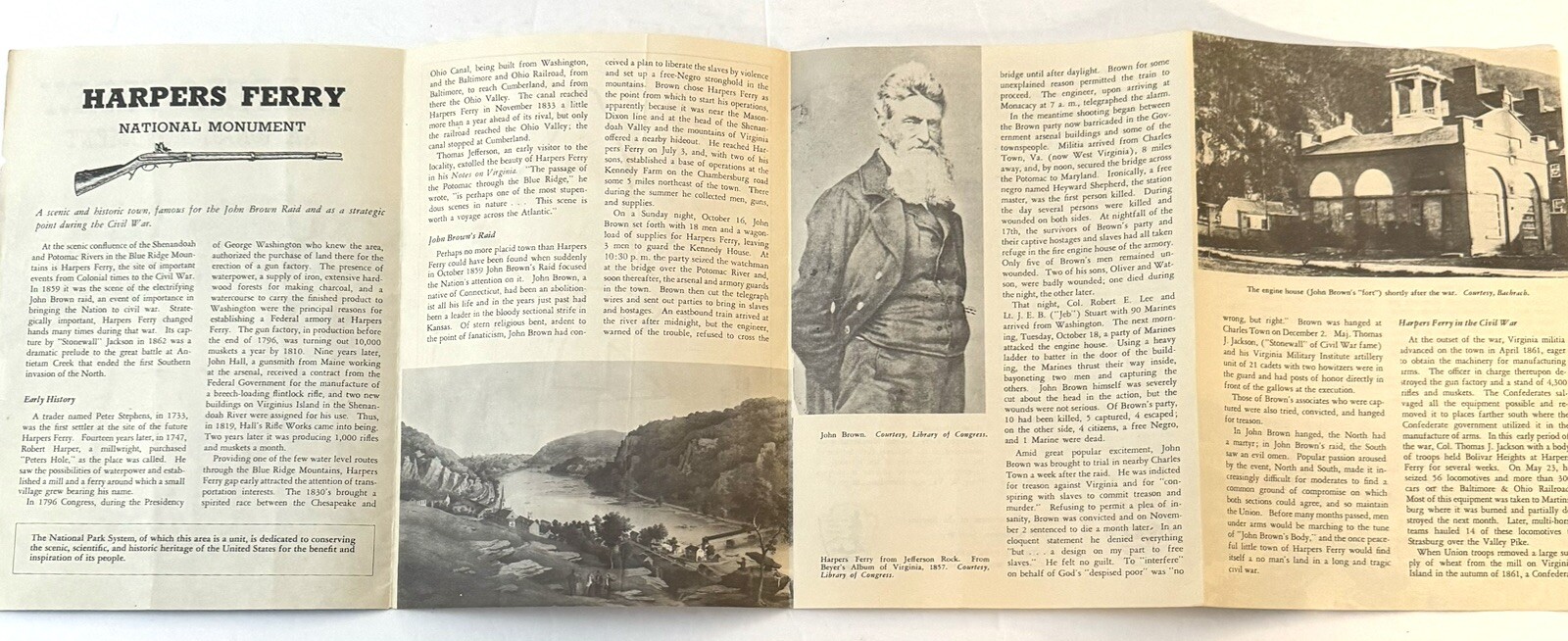 Vintage 1957 Harpers Ferry WVa National Monument Brochure Pamphlet Booklet Map