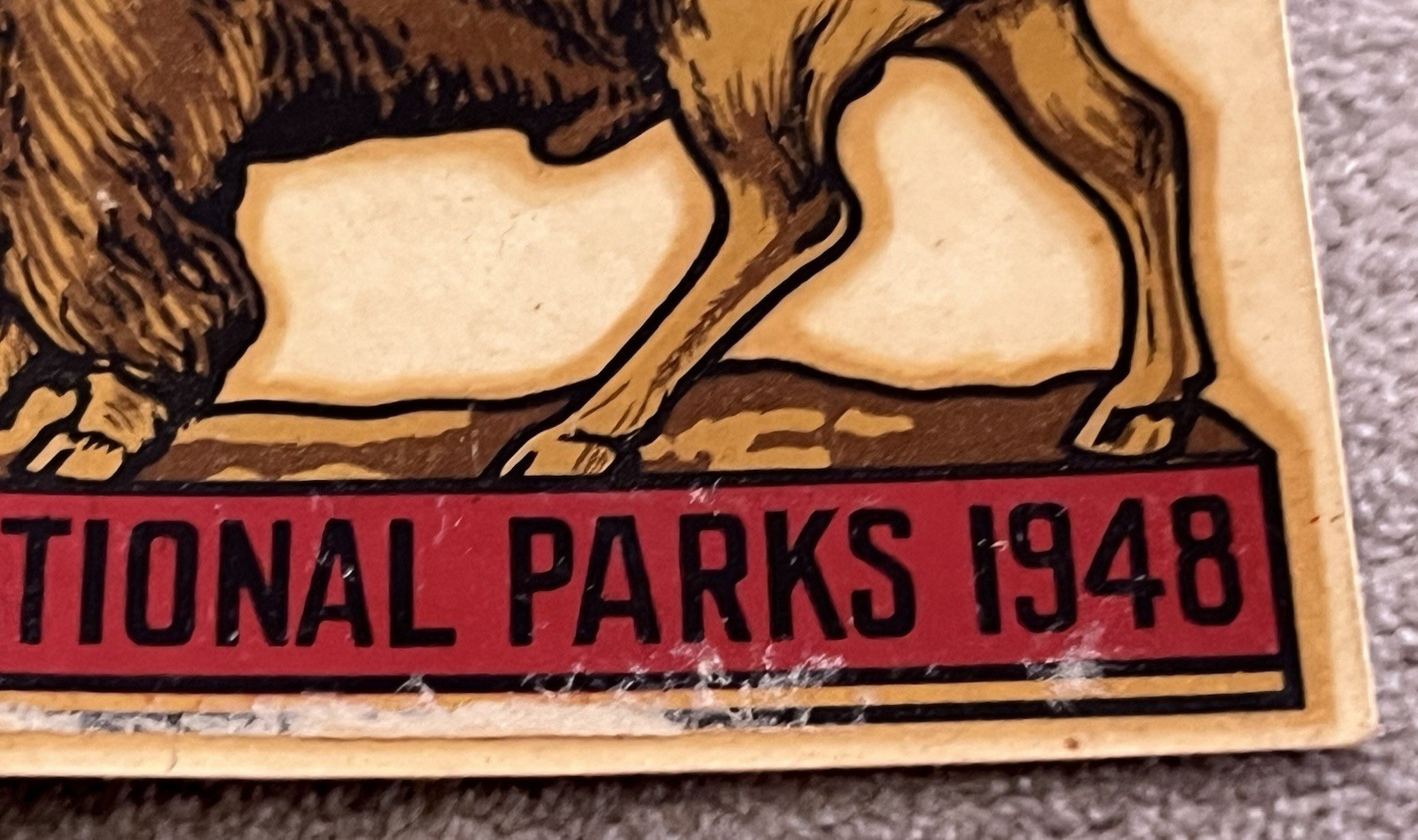 1948 Canada’s National Parks Bison Buffalo Car Window Decal Original Transfer