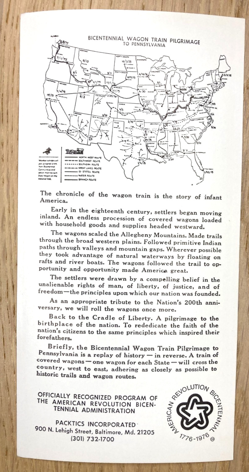 Bicentennial Wagon Trail Pilgrimage to Pennsylvania Vintage Sticker – New
