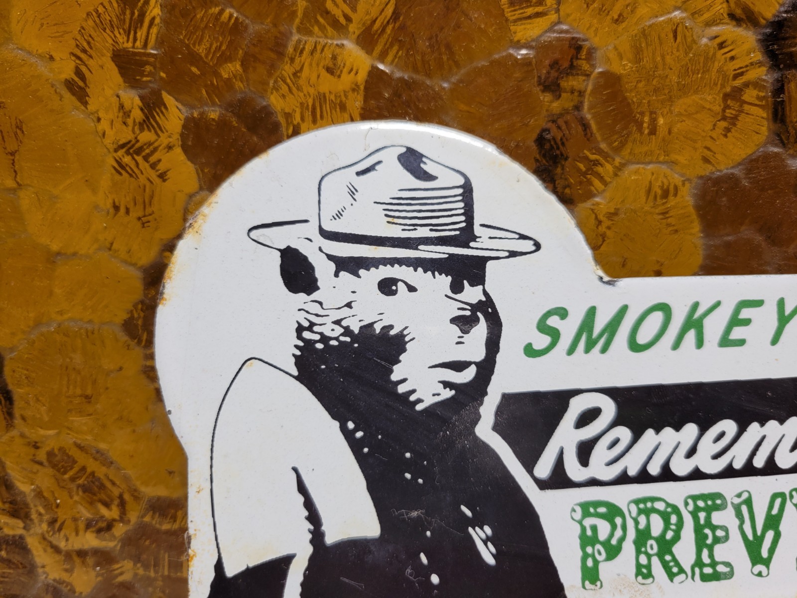 VINTAGE SMOKEY BEAR PORCELAIN SIGN 1956 US FOREST SERVICE NATIONAL PARK FIRE