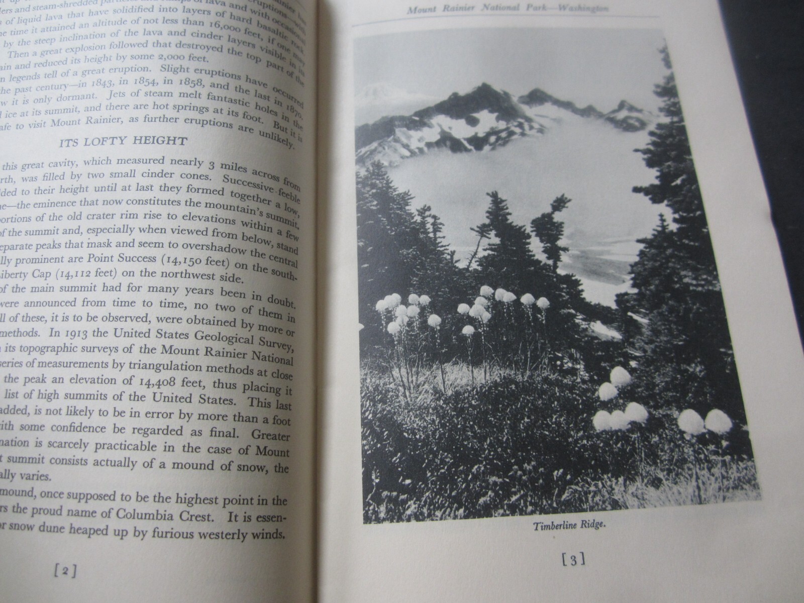 1934 – MOUNT RAINIER NATIONAL PARK – Washington – National Park Service BOOK
