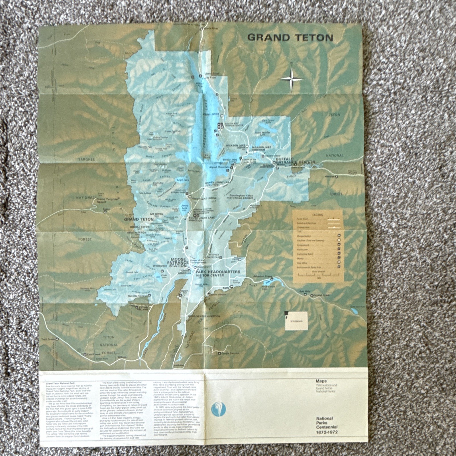 13 Yellowstone & Grand Teton National Park Fold-Out Maps/Brochures 1972-77.
