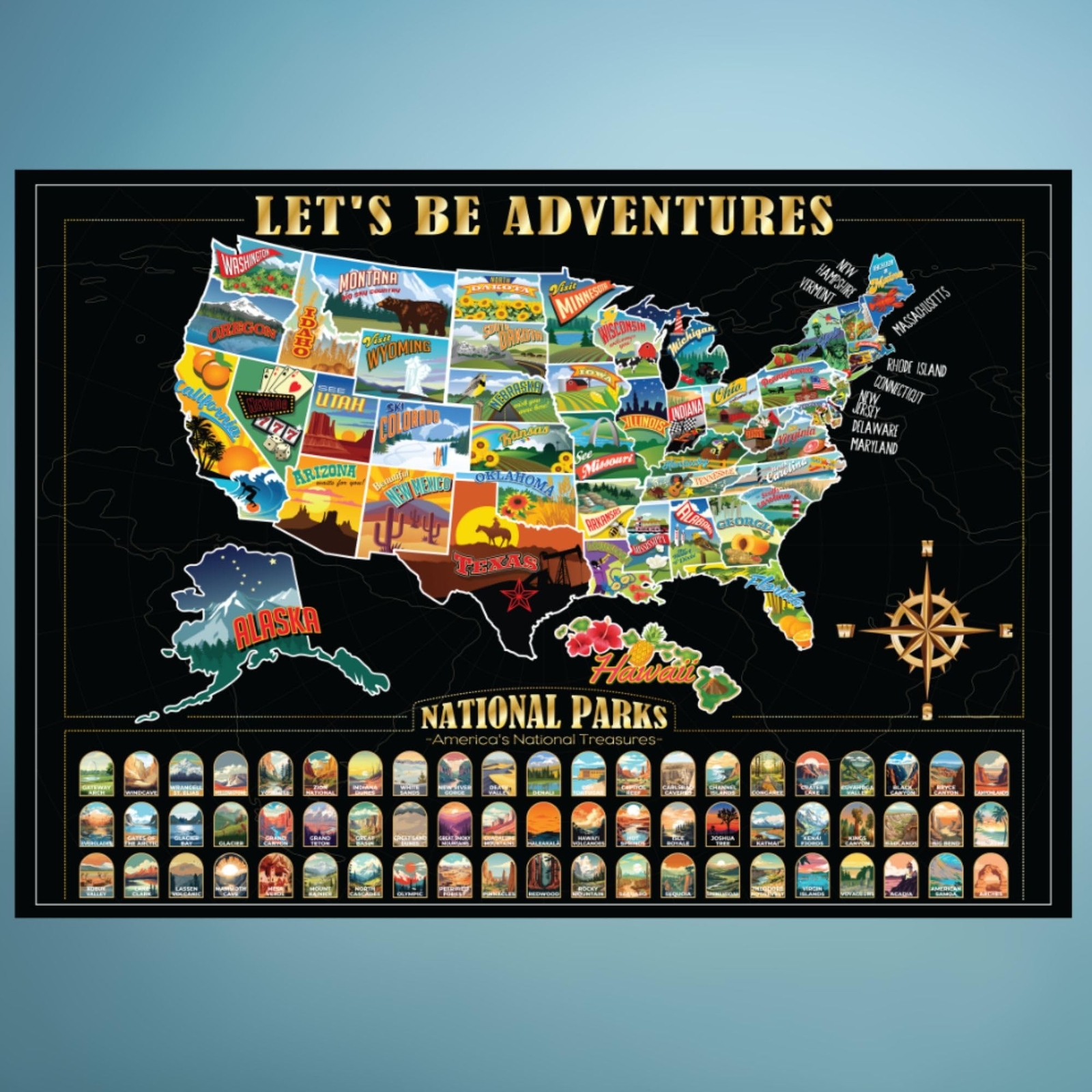 Scratch Off Map of United States, National Park stickers, National Park Poste…