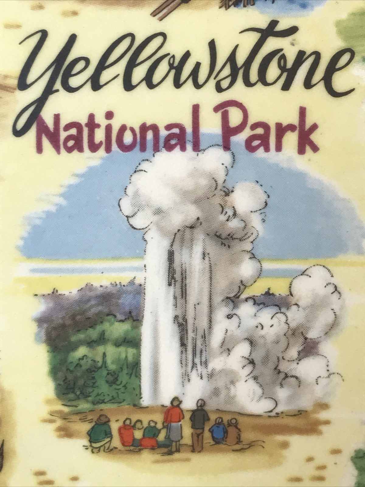 Vintage Yellowstone National Park Souvenir Plate Old Faithful Geyser Wyoming