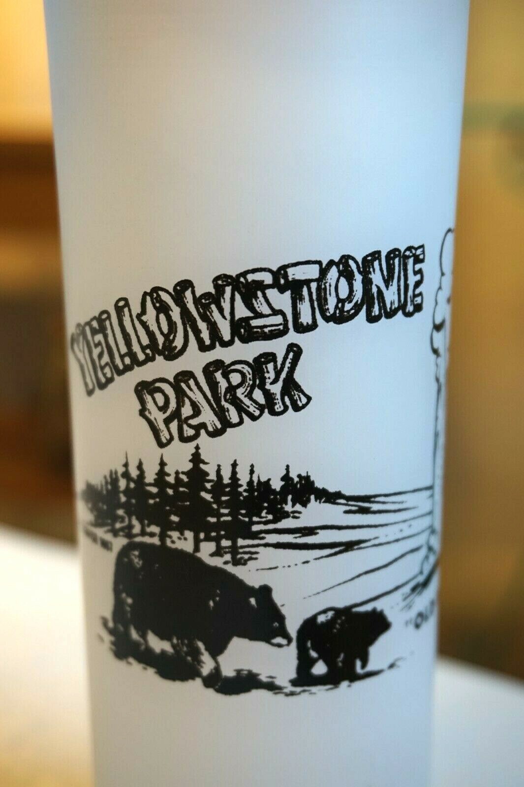 Vintage Federal1967 Yellowstone Park Frosted Highball Bar Glass 7″