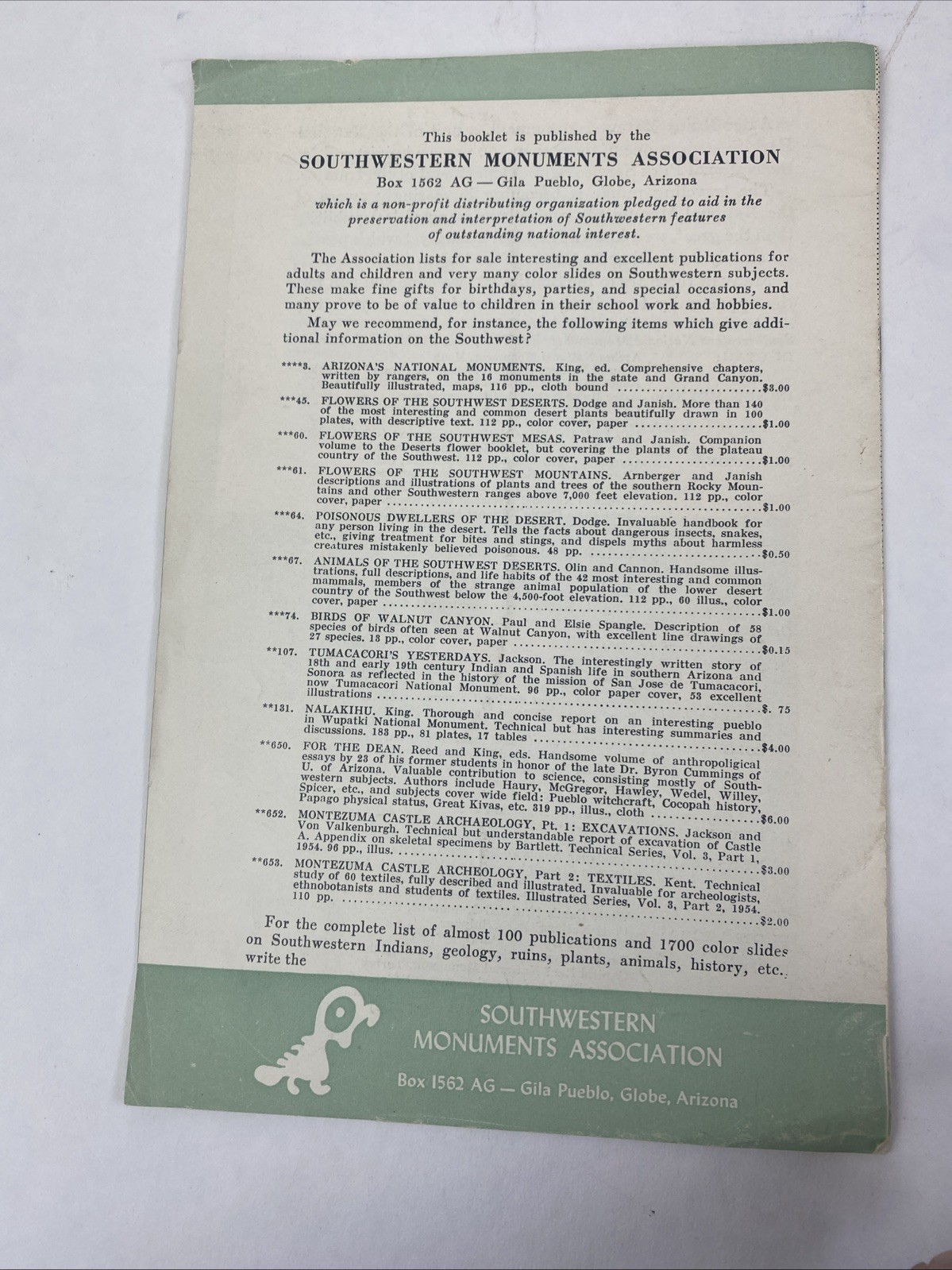 Vtg 1957 Aztec Ruins National Monument Booklet Brochure