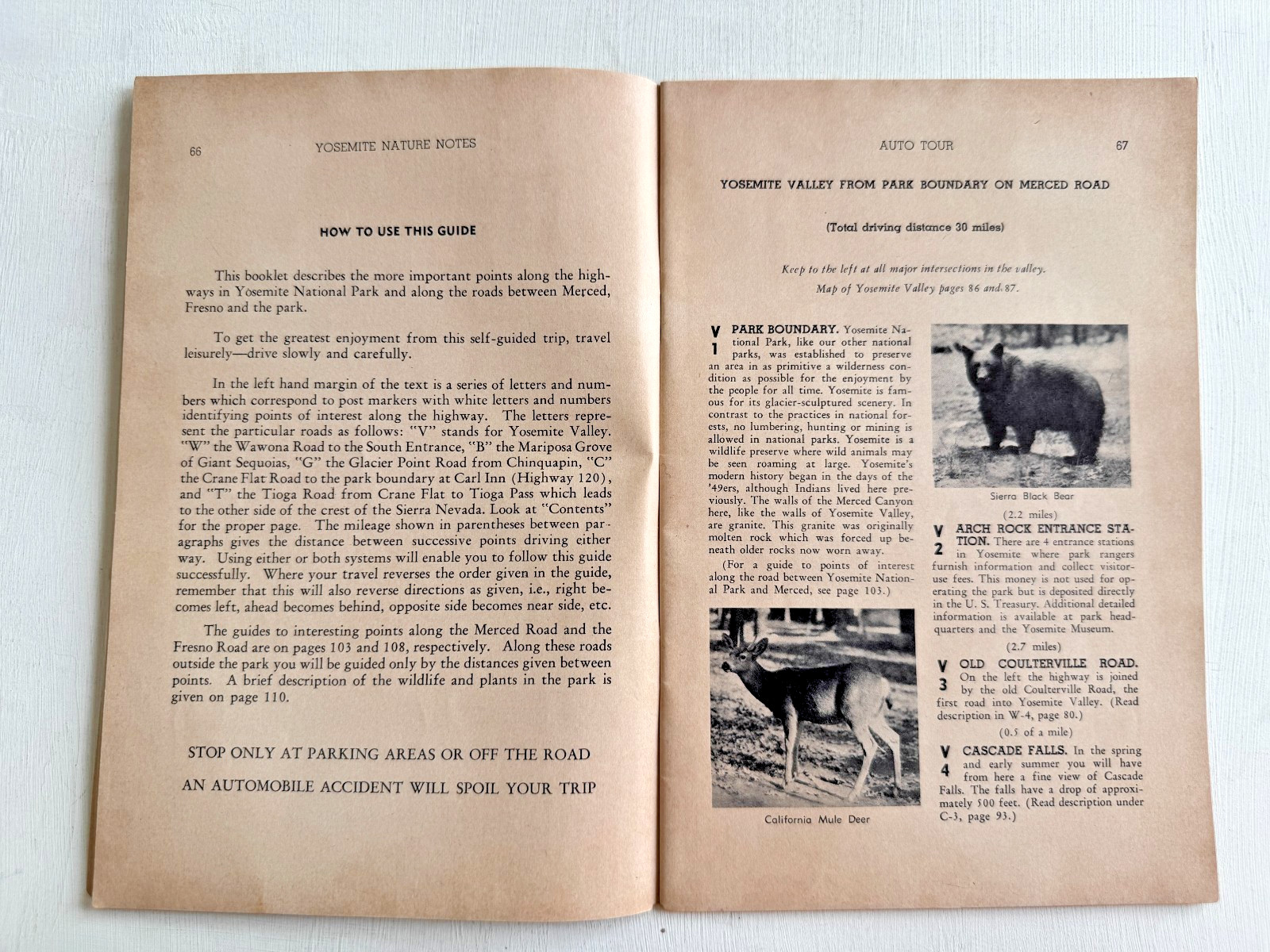 1956 Self Guided Auto Tour Book of Yosemite National Park