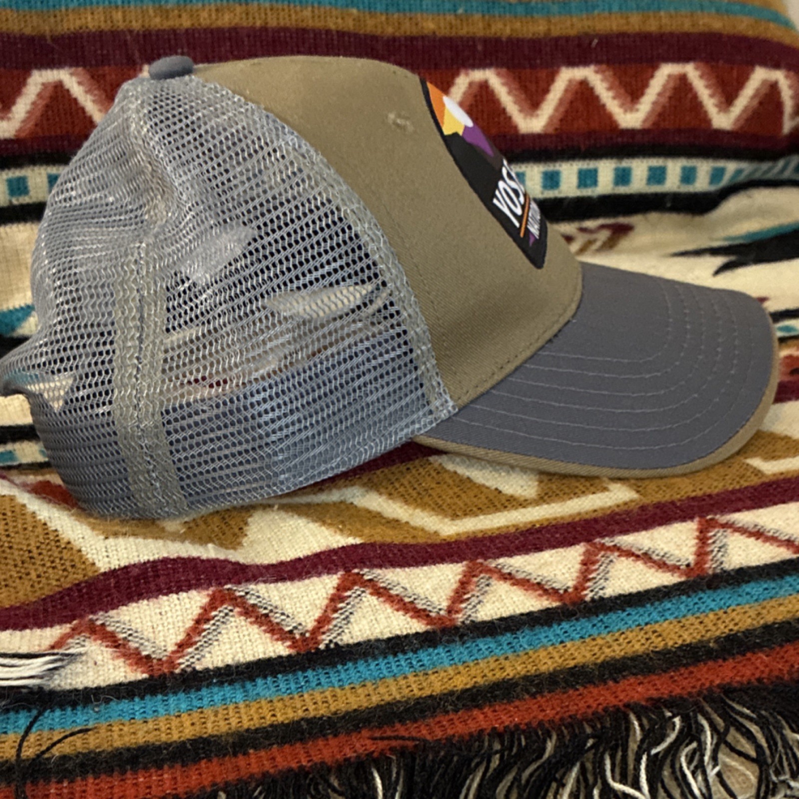 H3 Headwear Yosemite National Park Trucker Hat Gray Mesh Cotton Polyester