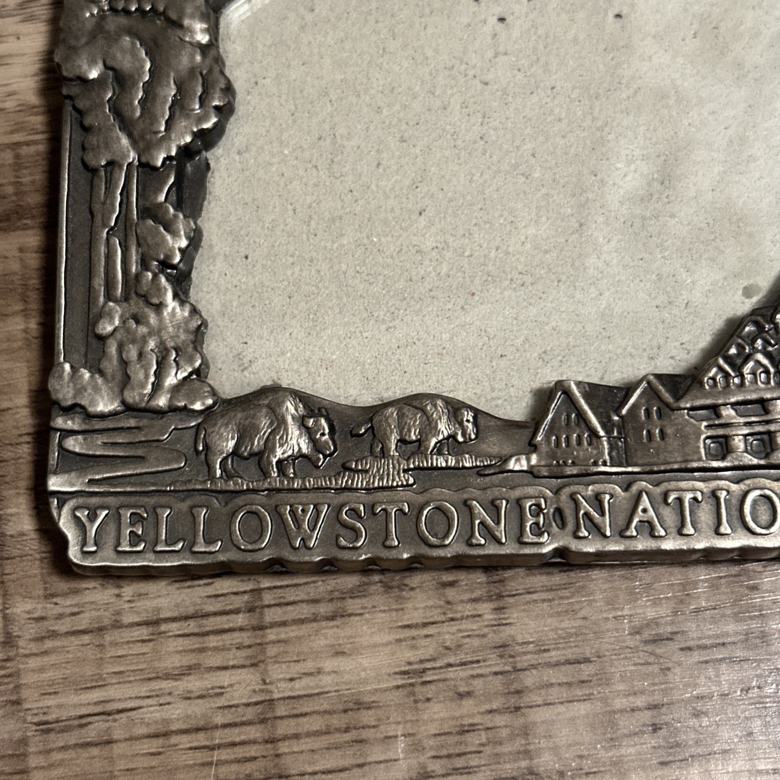 Yellowstone National Park Bison Eagle Bear Pewter Picture Frame