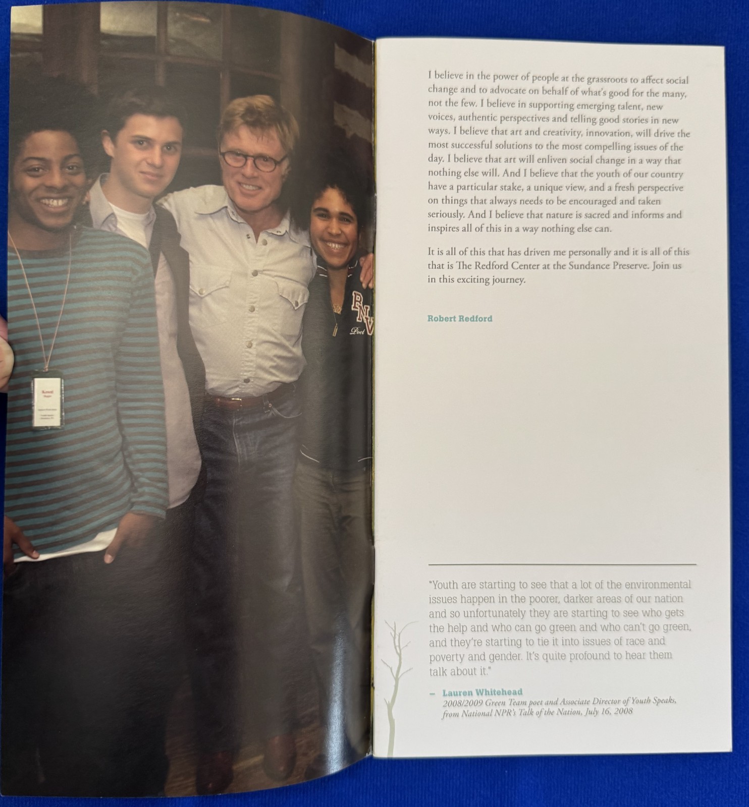 2008/2009 Redford Center Sundance Program Brochure-Robert (Bob) & James Redford