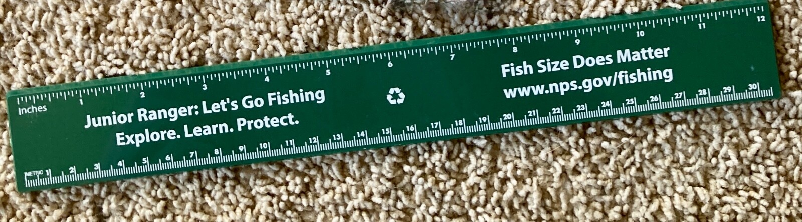 Ruler Jr Ranger Fishing Angler green badge reward junior kid book measure in cm