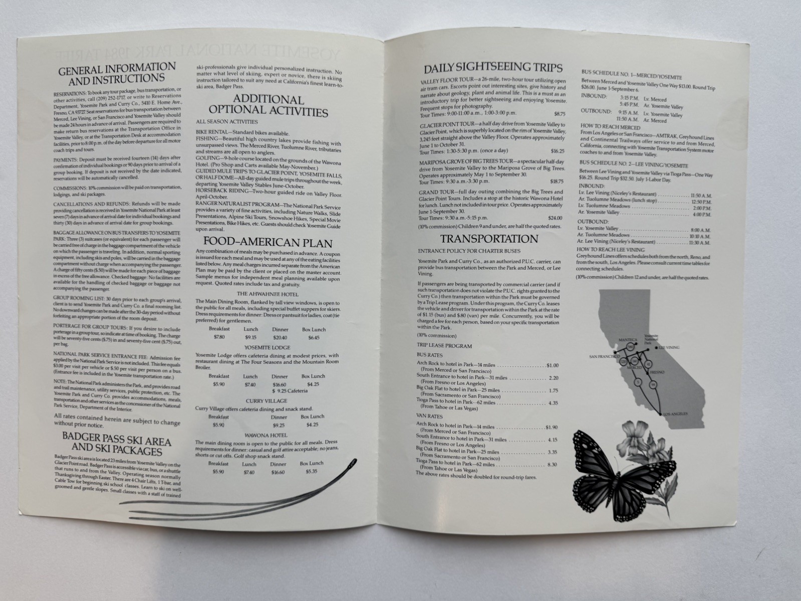 Yosemite 1984 Curry Company Press Media Kit w/Rates Yosemite National Park