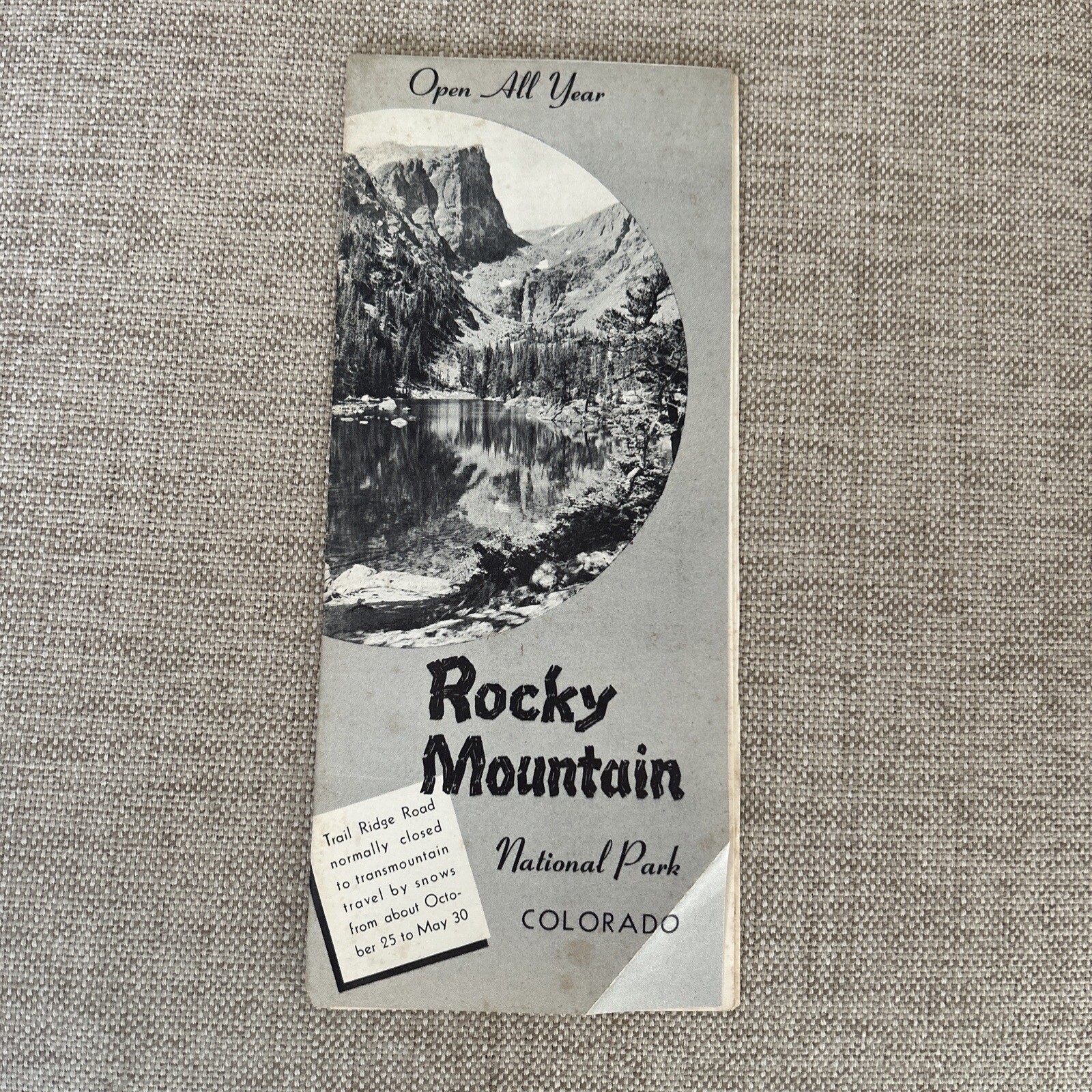 Vintage 1952 Rocky Mountain National Pk CO Map Brochure, Rocky Mountain Ntl Pk