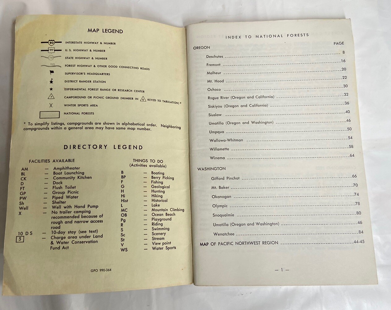 NATIONAL FOREST CAMPGROUND DIRECTORY OREGON & WASHINGTON 1966-1967