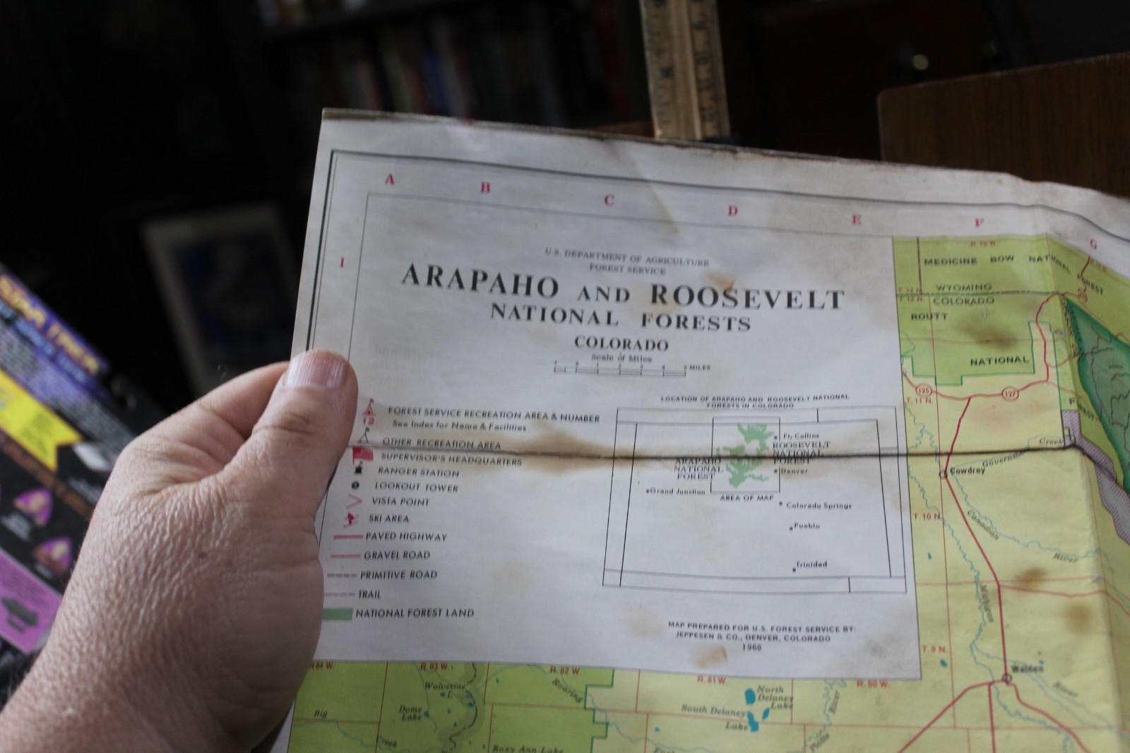 Vintage 1968 Arapaho & Roosevelt National Forests Recreation Map