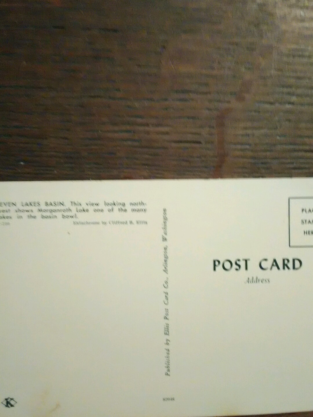 AIR SHOT VINTAGE POST CARD SEVEN LAKES BASIN OLYMPIC NATIONAL PARK WASHINGTON