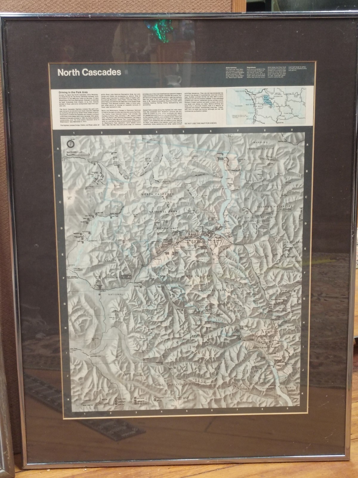 North Cascades National Park Framed Relief Map Vintage Topographic Wall Art…