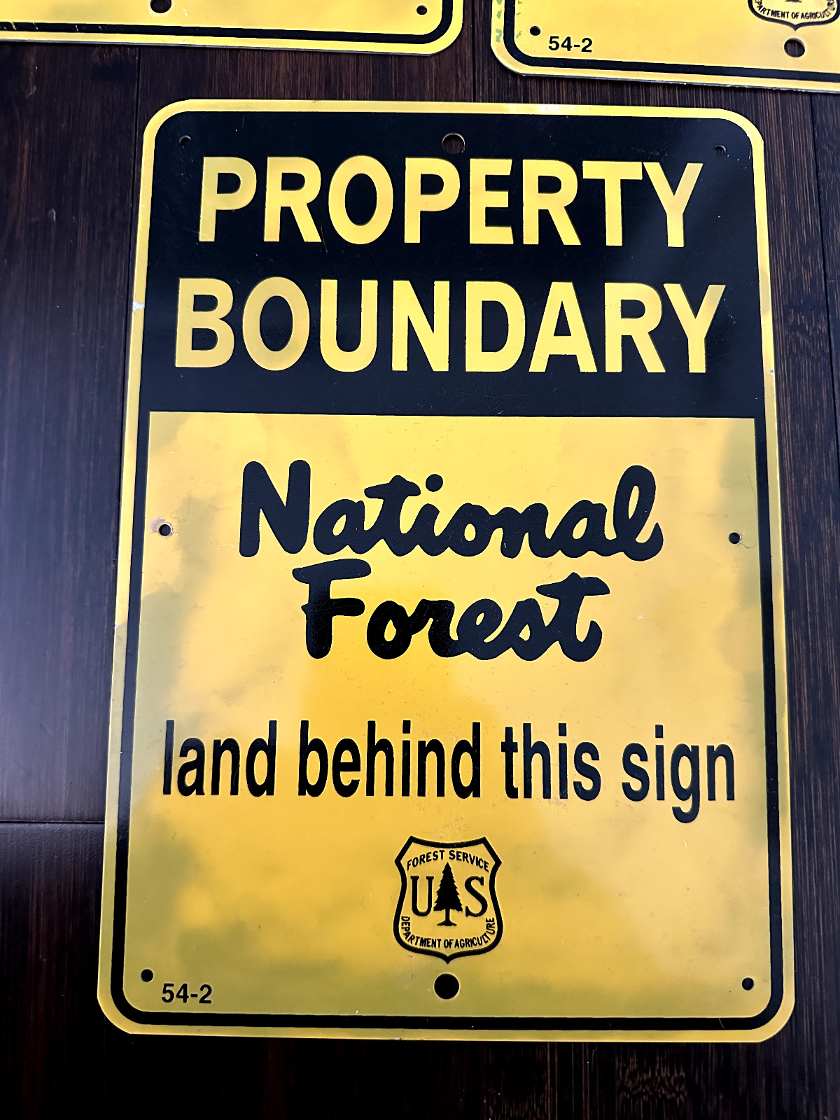 Vintage US Forest Service National Park Property Boundary Sign