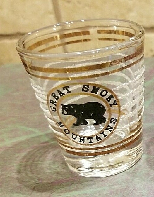 SHOT GLASS: GREAT SMOKY MOUNTAINS BEAR NC TN Western Appalachian Souvenir Jigger