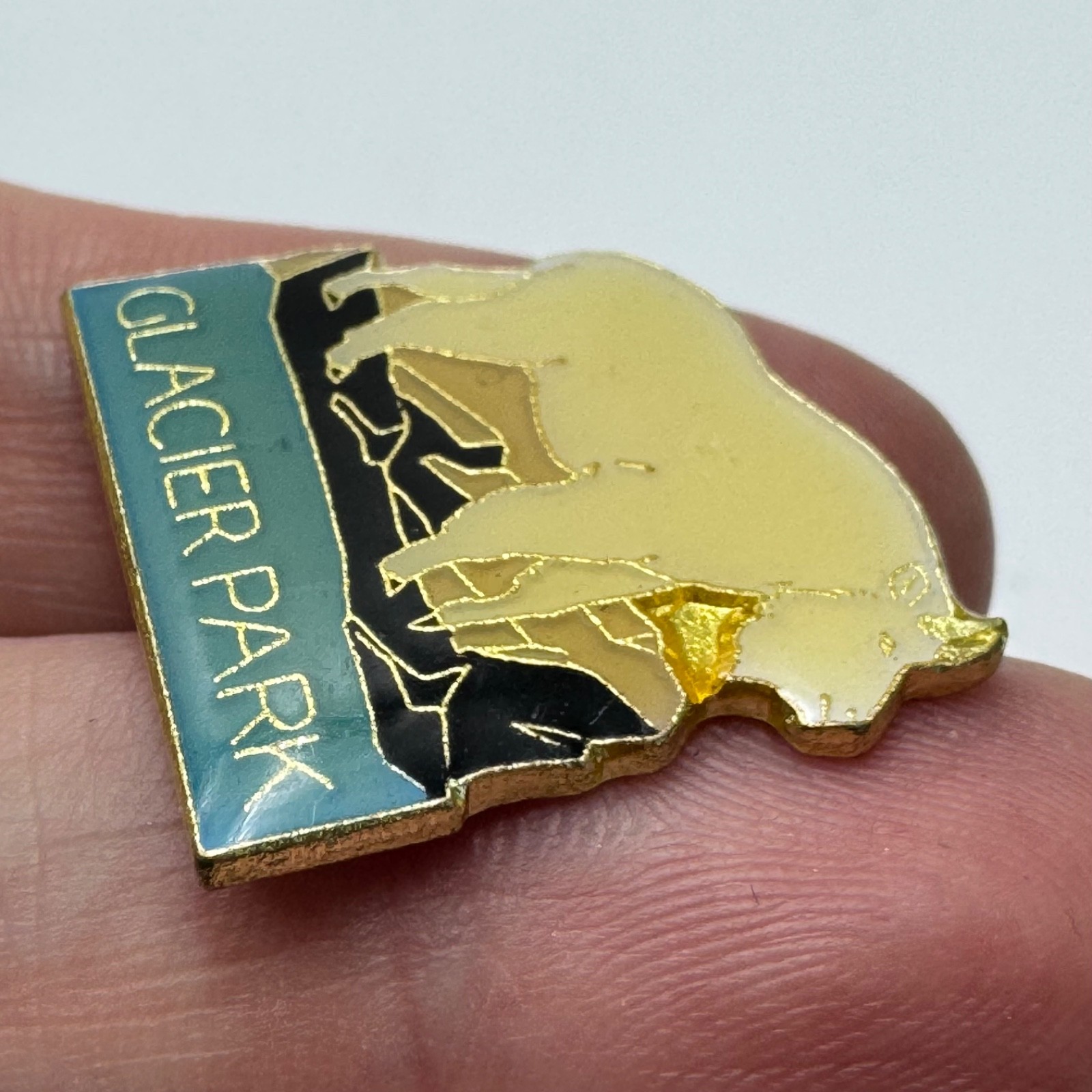 Vintage Glacier Park Mountain Goat Wildlife Montana Scenic Lapel Pin
